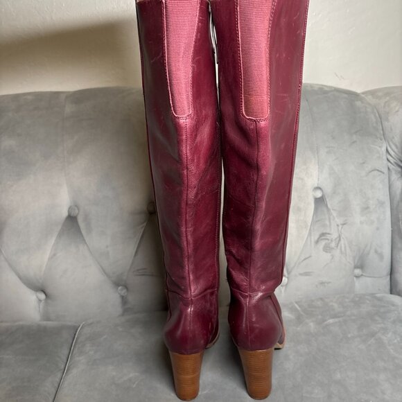 Lane Bryant Burgundy Leather  collection luciana Tall Platform Boots – 8W - Picture 10 of 15